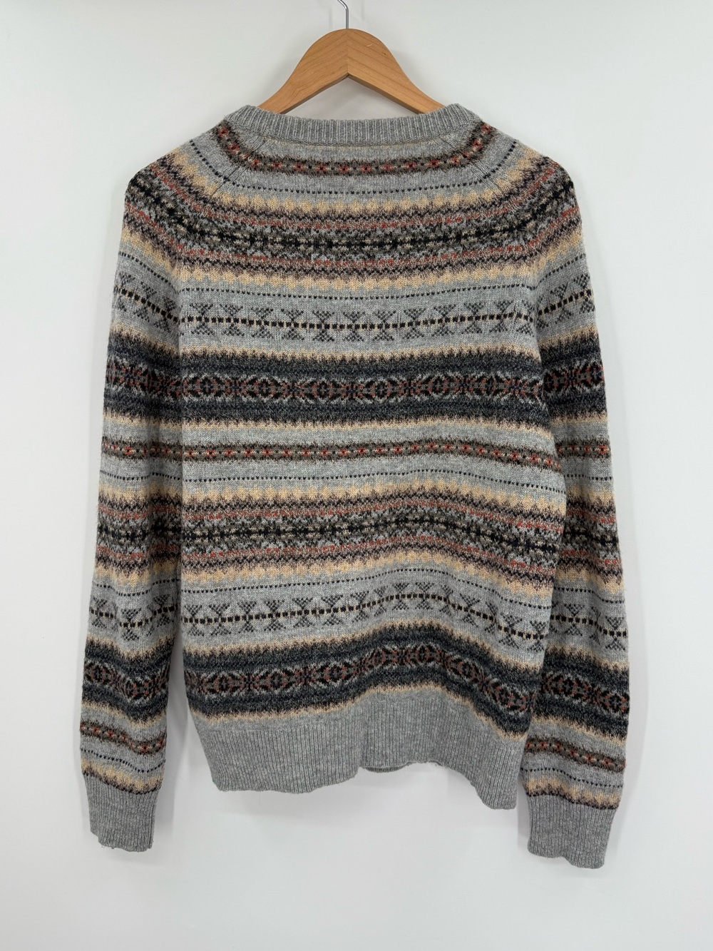 J.Crew Mercantile Wool Blend Fair Isle Crewneck Sweater | Grey Multi | Medium - Picture 2 of 5